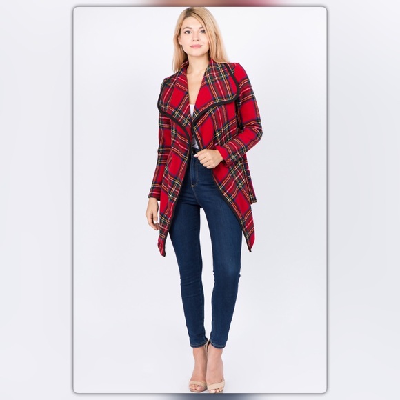 The NEW Boutique Jackets & Blazers - Red Plaid Blazer Jacket